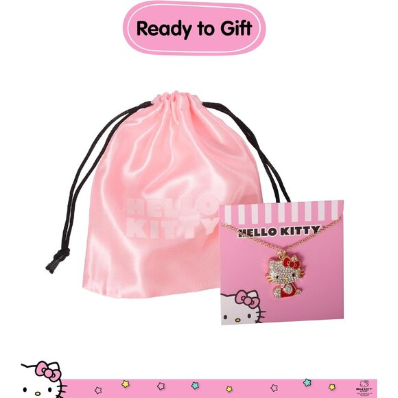 Officially Licensed Hello Kitty Jewelry - Gold Tone Enamel Pendant Necklace 16" - Picture 6 of 6